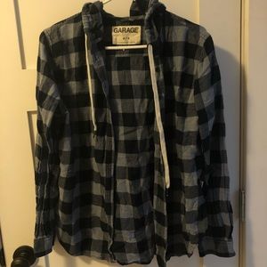 Plaid shirt with hood